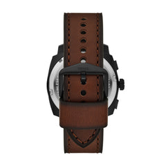 Fossil Machine Schwarz Braun 44mm Leder Chronograph Herrenuhr - FS6102SET