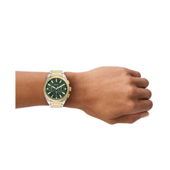 Fossil Everett 2-Tone Grün 44mm Edelstahl Chronograph Herrenuhr - FS6106