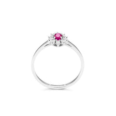 Facet Access Rubin Ring mit 10 Diamanten in 750/18 Karat Weissgold