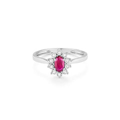Facet Access Rubin Ring mit 10 Diamanten in 750/18 Karat Weissgold