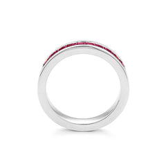 Facet Cnc Ring Halbgefasster Rubin Memoirering in 18 K Weissgold