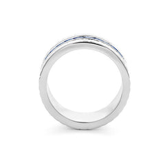 Facet Cnc Ring Halbgefasster 18 K Weissgold Saphir Memoire Ring