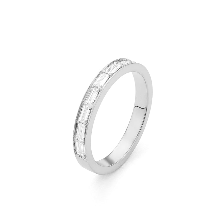 Facet Cnc Ring halbgefasster Memoirering in 750/18 Karat Weissgold