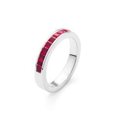 Facet Cnc Ring Halbgefasster Rubin Memoirering in 18 K Weissgold