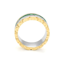 Facet Halbgefasster Memoirering mit Tsavorite in 18 K Weiss- & Gelbgold