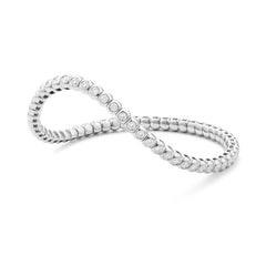 Bracelet tennis élastique à facettes avec diamants en or blanc 750/18 carats