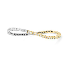 Facet Elastic Tennisarmband mit Diamanten in 750/18 Karat Bicolor Gold