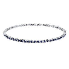 Facet Elastic Tennisarmband mit Saphir Edelsteinen in 750/18 Karat Weissgold