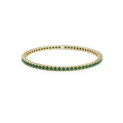 Bracelet tennis élastique à facettes avec émeraude en or jaune 750/18 carats