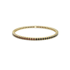 Bracelet tennis élastique à facettes avec pierres précieuses topaze en or jaune 750/18 carats