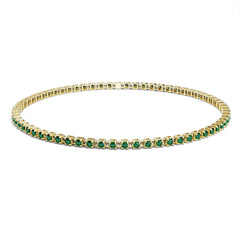 Bracelet de tennis élastique à facettes avec pierres précieuses topazes en or jaune 18 carats 750