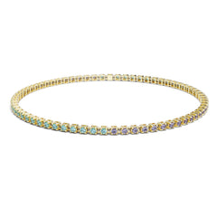 Facet Elastic Tennisarmband mit Topas Edelsteinen in 750/18 Karat Gelbgold