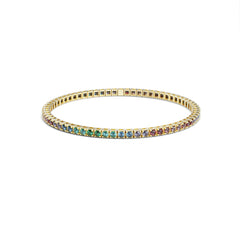 Facet Elastic Tennisarmband mit verschiedenen Topas Edelsteinen in 750/18 Karat Gelbgold