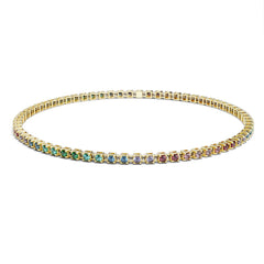 Facet Elastic Tennisarmband mit verschiedenen Topas Edelsteinen in 750/18 Karat Gelbgold