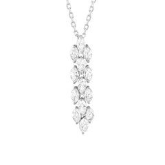 Collier Navette à facettes avec diamants en or blanc 18 carats