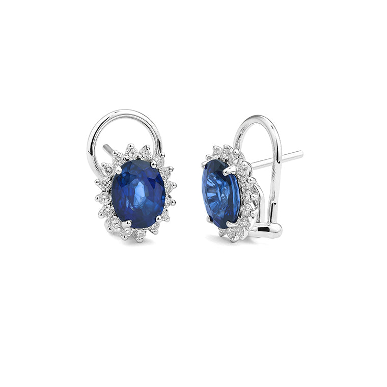 Facet Sweet Saphir Ohrringe mit Diamanten in 18 Karat Weissgold