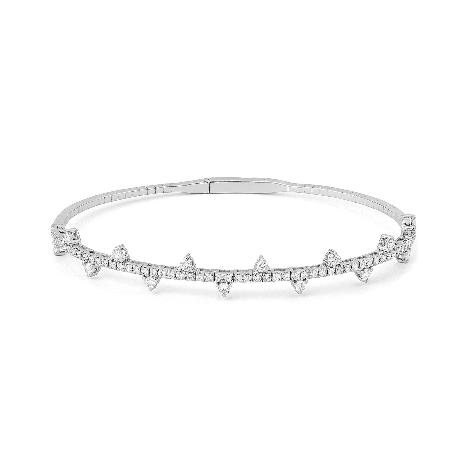 Facet Tennisarmreif mit Brillanten in 750/18 Karat Weissgold