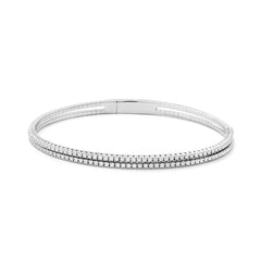 Bracelet tennis à facettes avec diamants en or blanc 750/18 carats