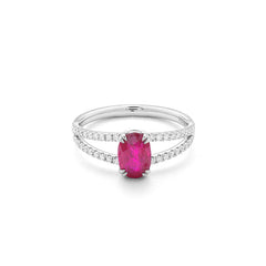 Facet Traceability Rubies Ring in 750/18 Karat Weissgold