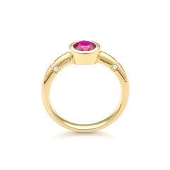 Facet Traceability Rubin Ring in 750/18 Karat Gelbgold