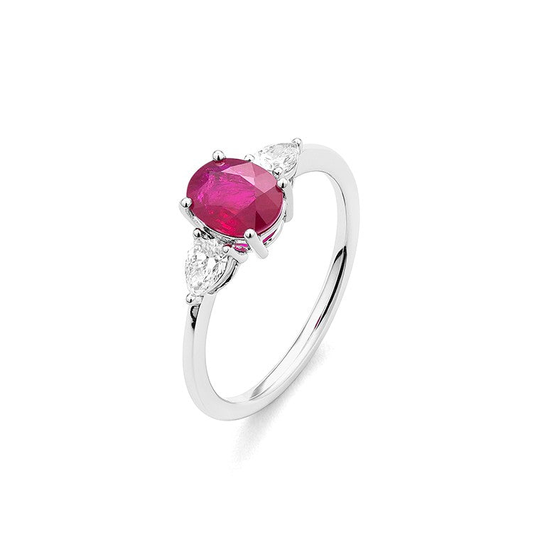 Facet Traceability Rubin Ring mit Diamant in 18 Karat-750 Weissgold