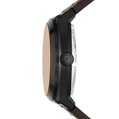 Fossil Everett Automatik 42 MM Herrenuhr in Schwarz/Braun aus Lederband - ME3207