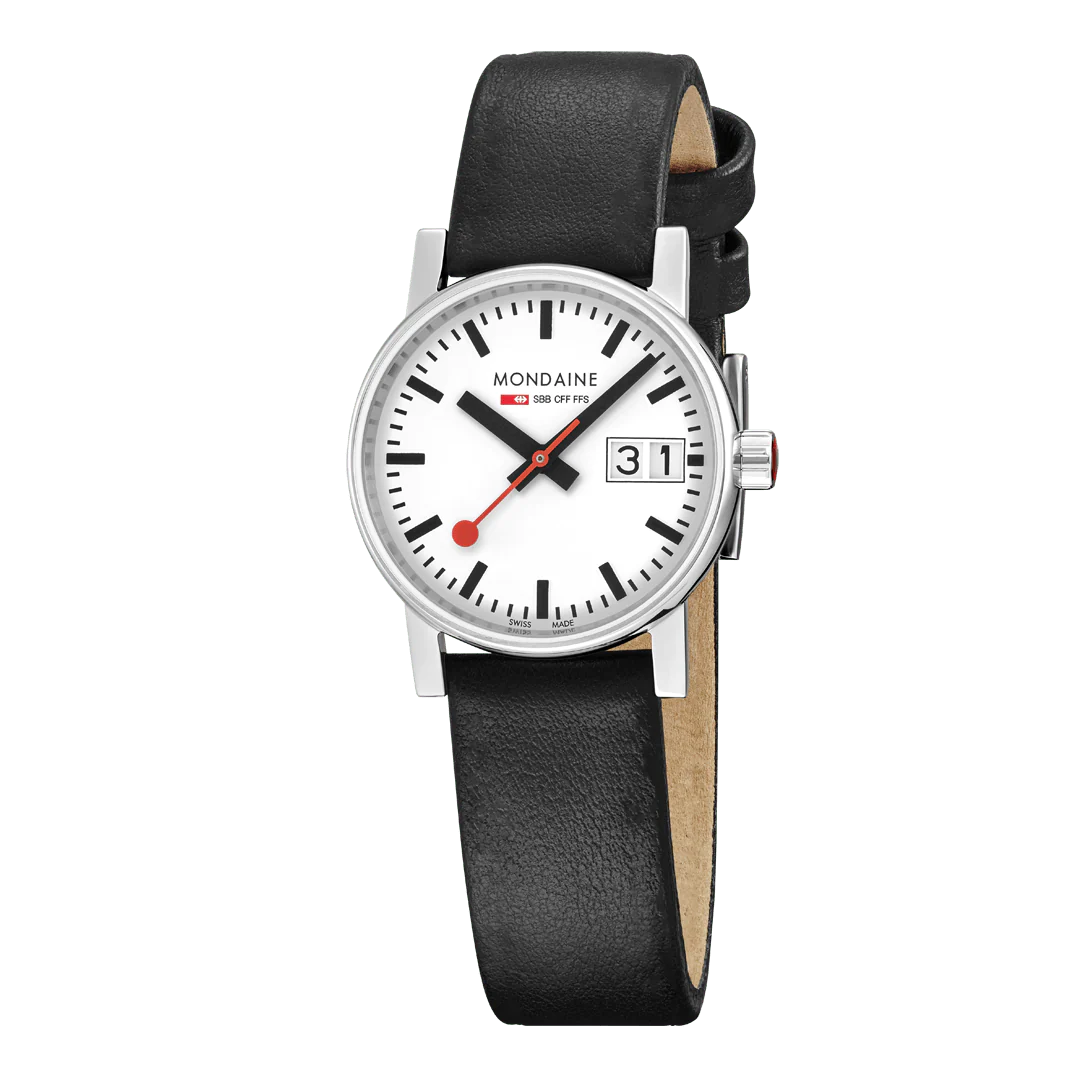 Mondaine EVO2 Quarz Damenuhr aus Schwarzes Leder, 30 MM - MSE.30210.LBV