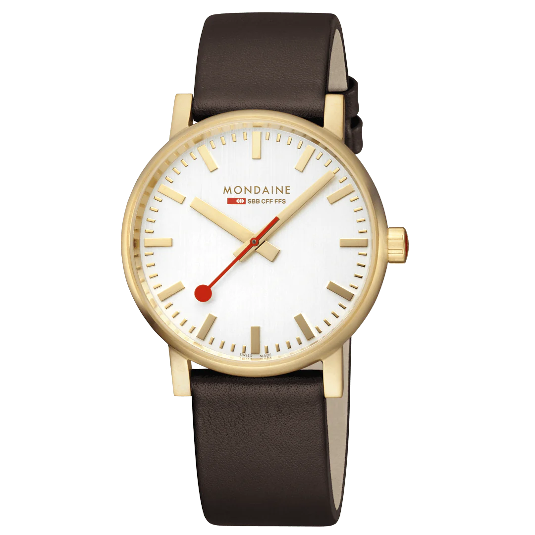 Mondaine EVO2 Herrenuhr aus Braun Lederband, 40 MM - MSE.40112.LGV