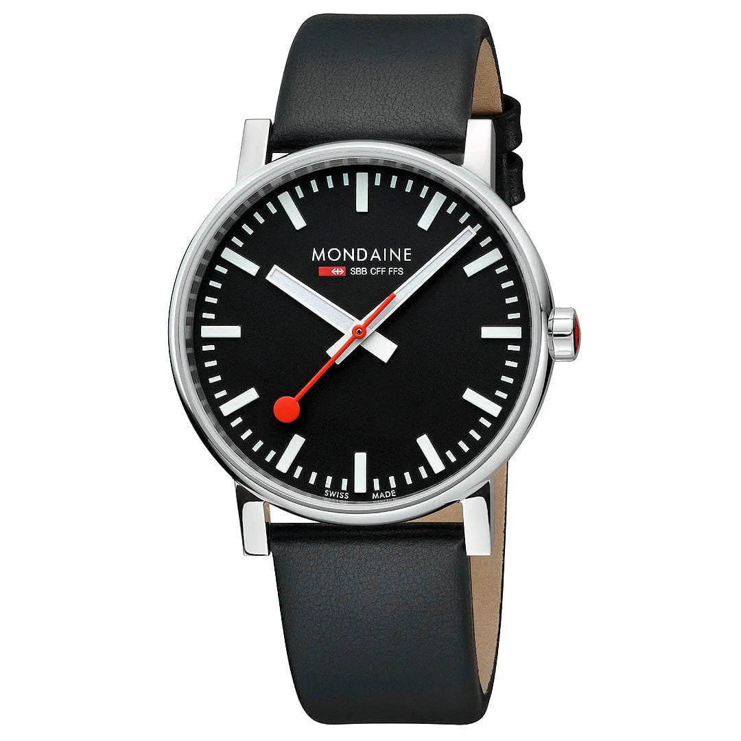 Mondaine EVO2 Herrenuhr aus Schwarzes Leder, 43 MM - MSE.43120.LB