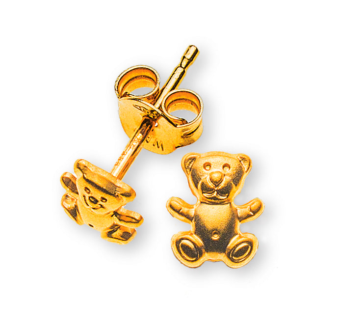Ohrstecker Teddybär Gelbgold 750 Gesandelt