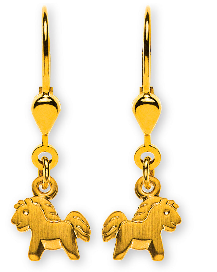 Ohrhänger Pferd gesandelt Gelbgold 750
