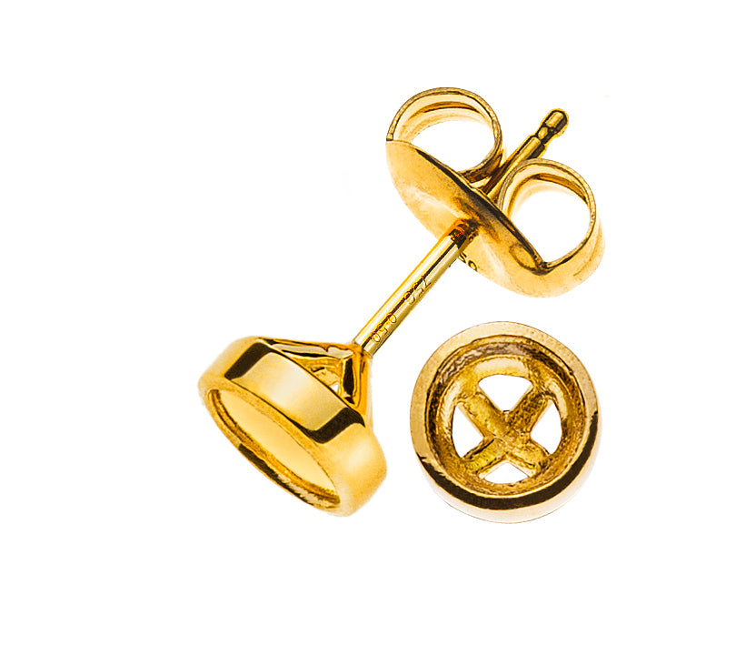 Ohrstecker Solitär Rohling Zargen-Fassung Gelbgold 750