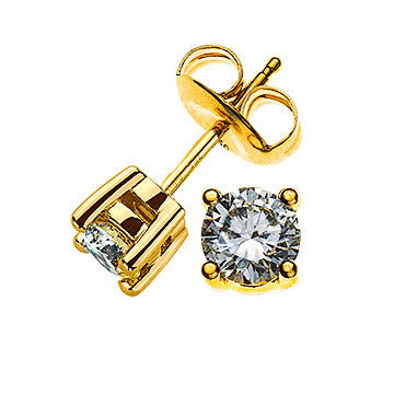 Solitär Ohrstecker Gelbgold 750 mit 4-Griff Fassung 0.75ct. Brillanten