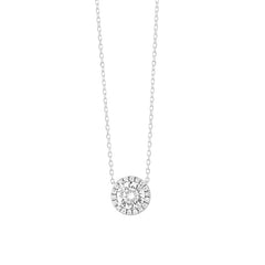 Facet Classic Solitär Halskette mit Brillanten in 750/18 Karat Weissgold