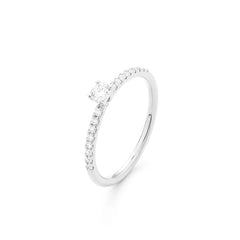 Facet 18K Weissgold Klassischer Solitärring für Damen
