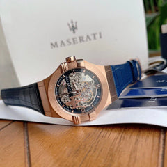 Maserati Herrenuhr mit Blaue Lederarmband - R8821108022