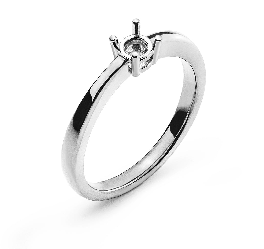 Solitär Ring 4-Griff Fassung Weissgold 750 für 0,25 ct.