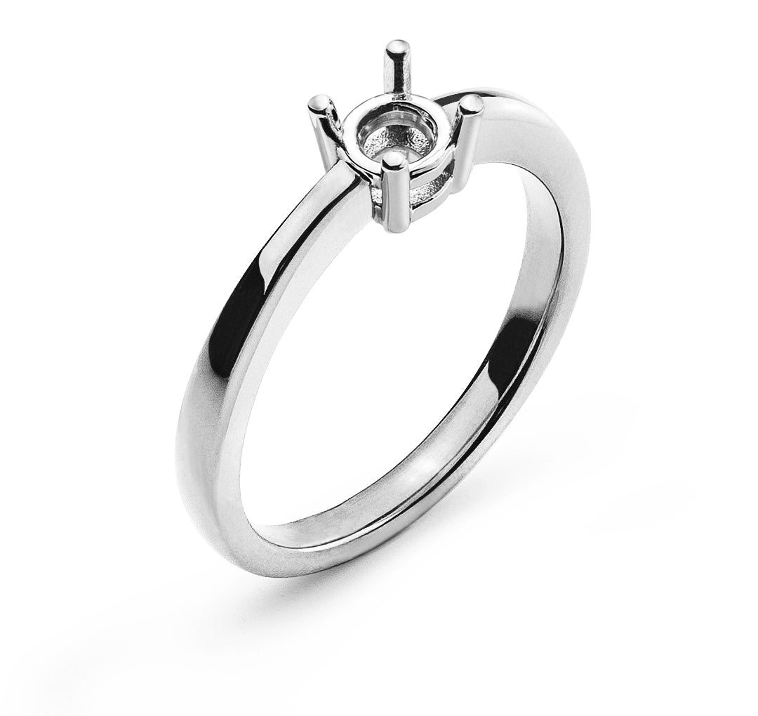 Solitär Ring 4-Griff Fassung Weissgold 750 für 1,00 ct.
