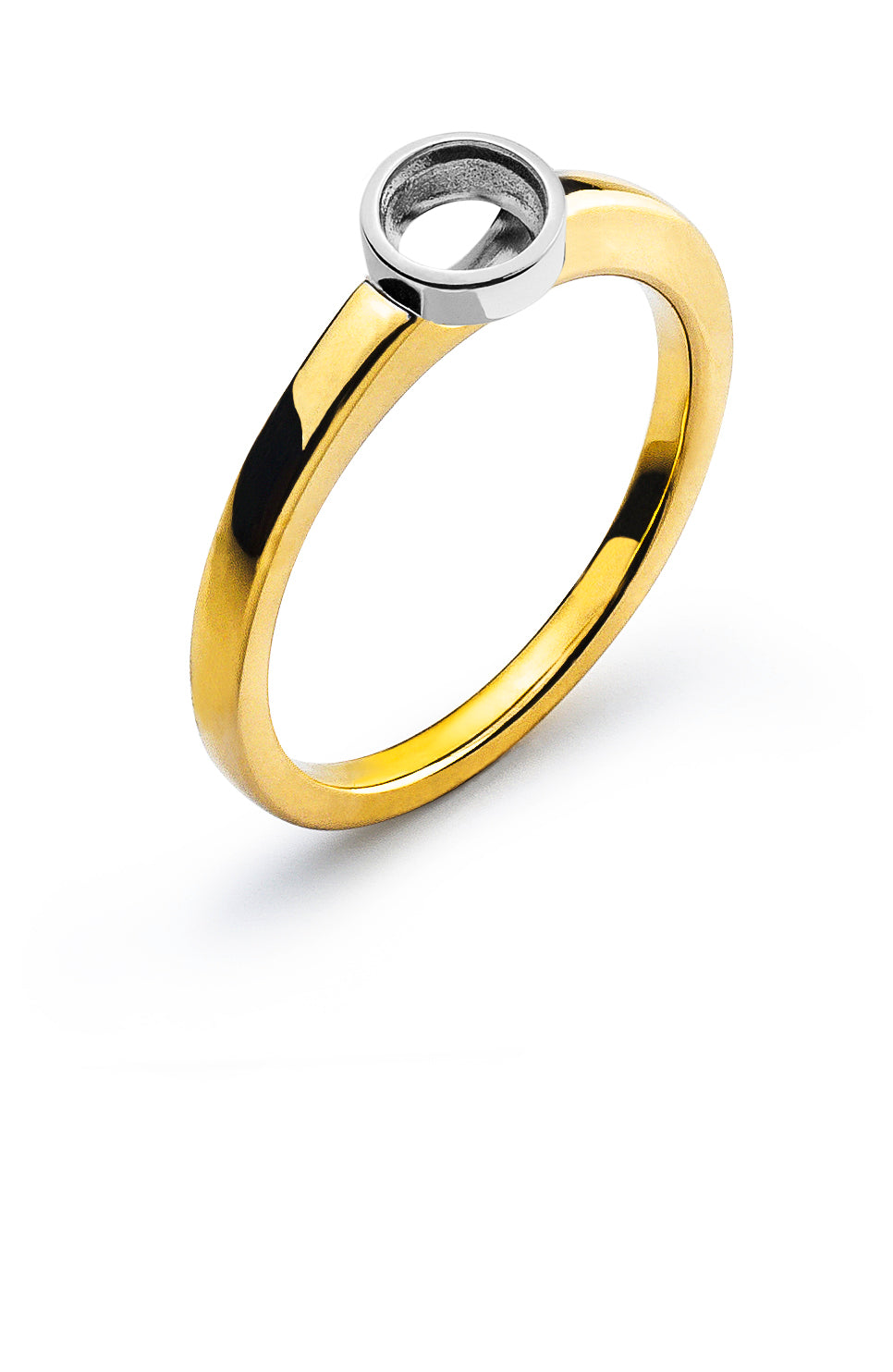 Solitär Ring Zargen Fassung Rohling Bicolor 750 für 1.00ct.