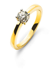 Solitär Ring 4-Griff Fassung Bicolor 750 H/SI 0.20ct.