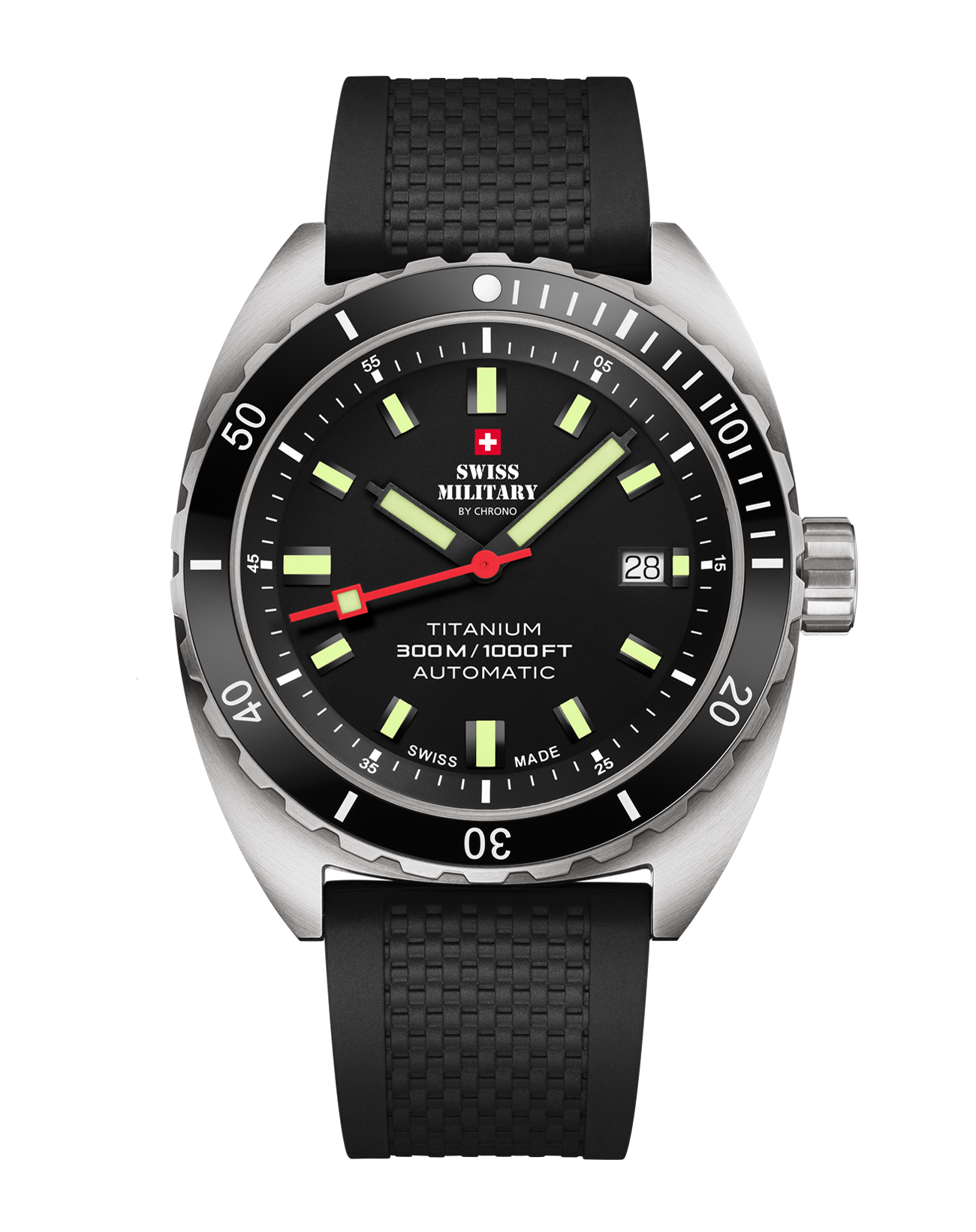 Swiss Military by Chrono Titanuhr mit Sportlichem Schwarzem Kautschukarmband für Männer