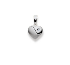 Herzanhänger 18 Karat Weissgold 750 mit Brillant - 10x10 mm