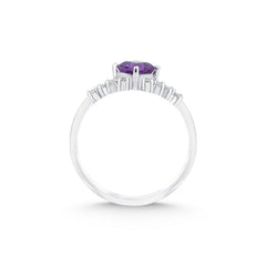 Weissgold-Ring mit Diamanten und Amethyst - YZ00023688