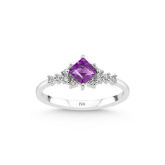 Weissgold-Ring mit Diamanten und Amethyst - YZ00023688