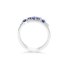 bague en or blanc avec diamants et saphir - YZ0002807