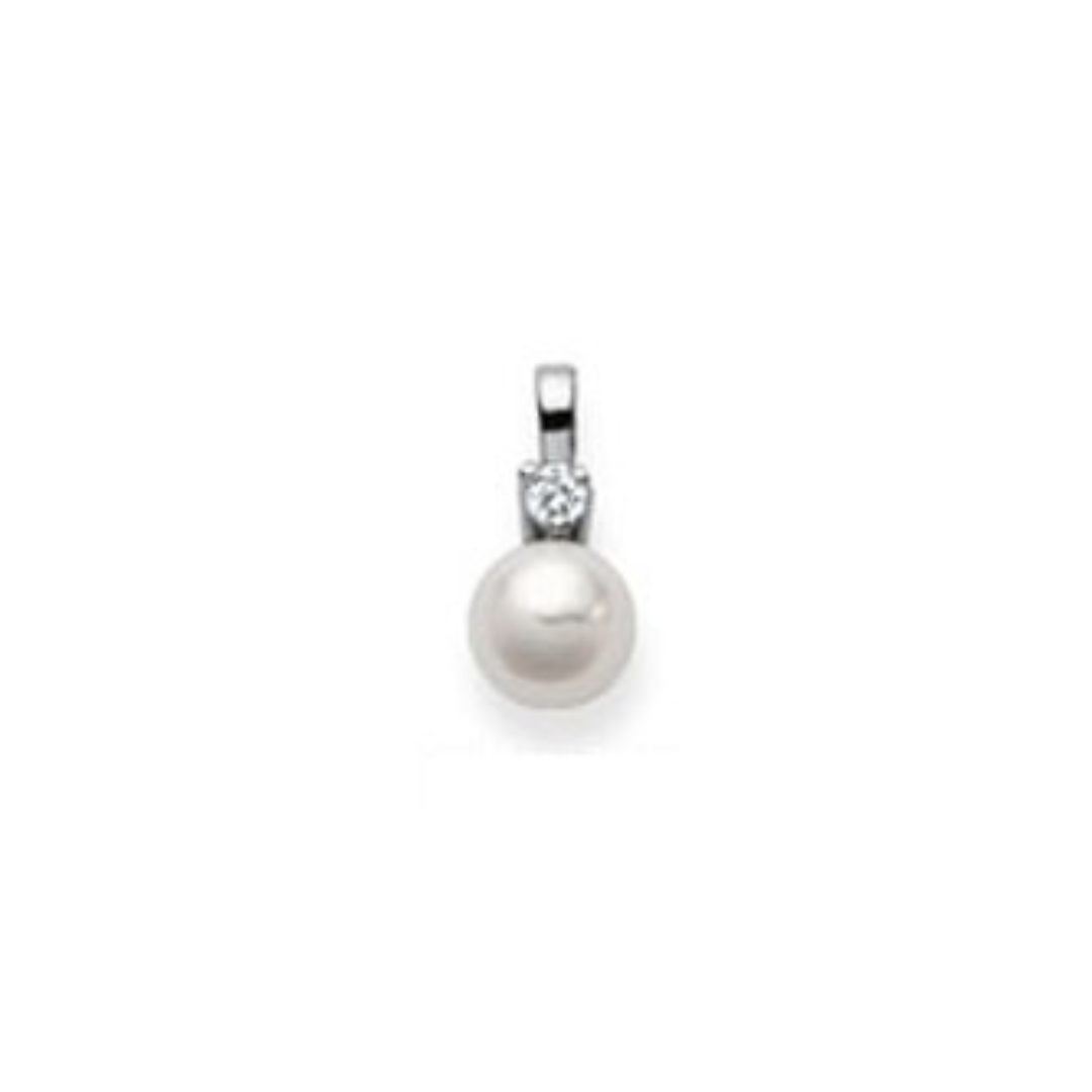 Anhänger in 18 Karat Weissgold, Akoya Perle 7-7.5 mm, Diamant