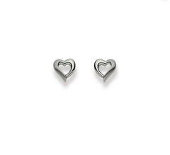 Boucles d'oreilles à tige en forme de cœur en or blanc 18 carats 750 - 6x7 mm