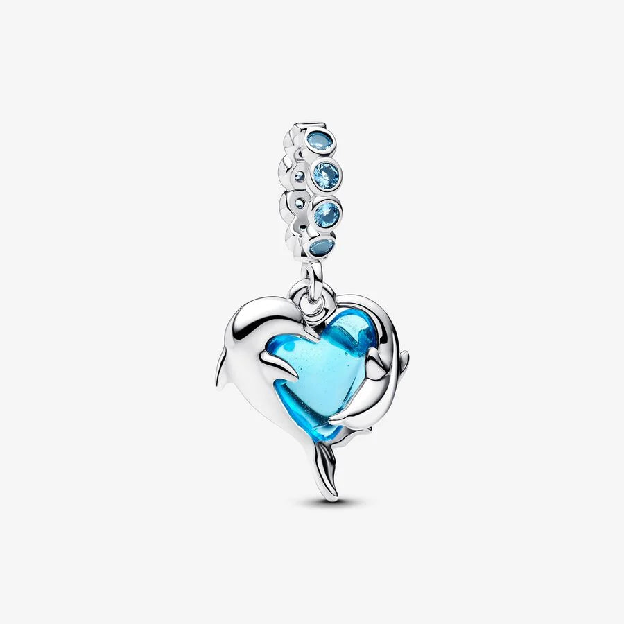 Blauer Murano-Glas Delfine Charm-Anhänger - 793924C01