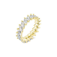 Bague Mémoire Navette Large en Diamants Taille Laboratoire – Bague élégante avec diamants taille laboratoire - 41062960