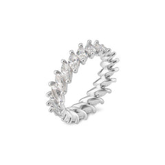 Bague Mémoire Navette Large en Diamants Taille Laboratoire – Bague élégante avec diamants taille laboratoire - 41062960